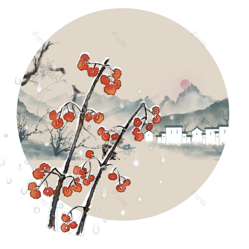 水墨图片,国画元素,工笔画PNG,免抠素材